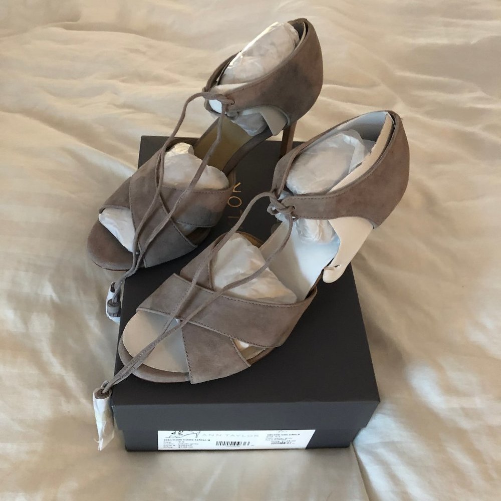 Ann Taylor Ezra Suede Tassel Sandal 9.5 M Grey NWT